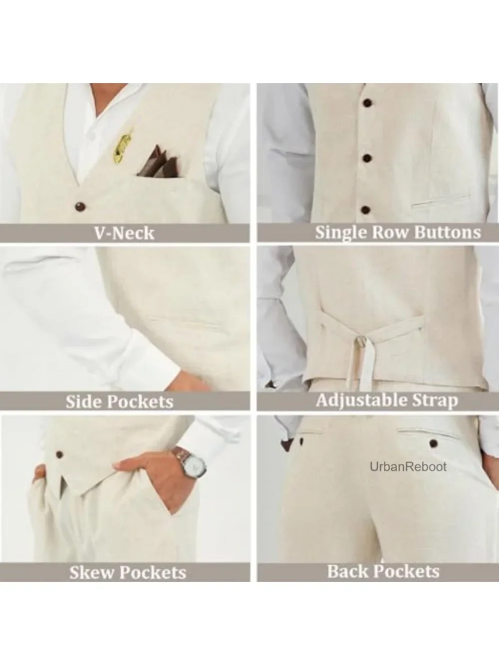 Men's 2 Piece Linen Suit Shorts Set Casual Summer Wedding
